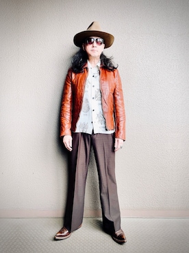 「アイテム（ライダースジャケット）」を使った、YasushiImanishiさん（メンズ・168cm）の秋コーディネート