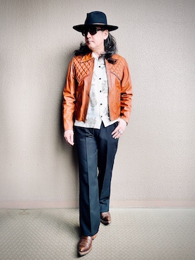 「アイテム（ライダースジャケット）」を使った、Yasunishi69さん（メンズ・168cm）の春コーディネート