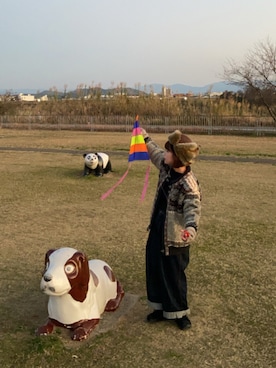 「アイテム（帽子）」を使った、ナさん（レディース・145cm）の冬コーディネート