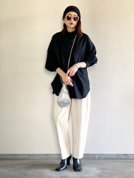 「センタープレスパンツ」｜「アイテム（ブーツ）」を使った、Yukieさん（レディース・166cm）の冬コーディネート