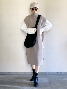 「スクエアトゥ」｜「アイテム（キャスケット）」を使った、Yukieさん（レディース・166cm）の秋コーディネート