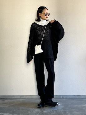 「UNIQLO（ユニクロ）のエクストラファインメリノリブタートルネックセーター（長袖）（ニット/セーター）」を使った、Yukieさん（レディース・166cm）の冬コーディネート