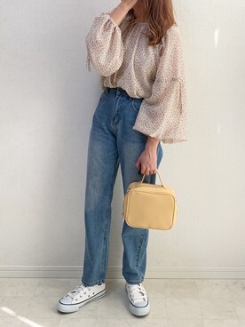 「Crisp（クリスプ）のベーシックデニムパンツ（デニムパンツ）」を使った、anmiさん（レディース・156cm）の春コーディネート