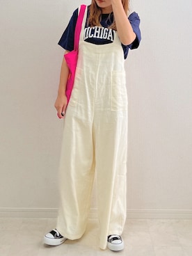 「Crisp（クリスプ）のアイテム（オールインワン・サロペット）」を使った、anmiさん（レディース・156cm）の春コーディネート