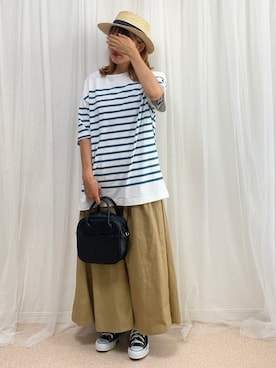 「MERLOT（メルロー）のアイテム（帽子）」を使った、anmiさん（レディース・156cm）の夏コーディネート