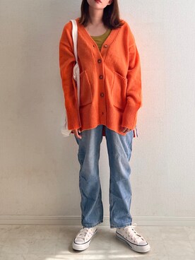 「Crisp（クリスプ）のベーシックデニムパンツ（デニムパンツ）」を使った、anmiさん（レディース・156cm）の秋コーディネート