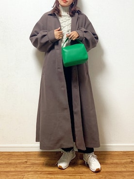 「Chillfar（チルファー）のアイテム（ステンカラーコート）」を使った、anmiさん（レディース・156cm）の秋コーディネート