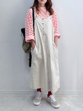 「DHOLIC STYLE（ディーホリックスタイル）のアイテム（オールインワン・サロペット）」を使った、anmiさん（レディース・156cm）の春コーディネート