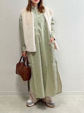 「ファーベスト」｜「アイテム（シャツワンピース）」を使った、anmiさん（レディース・156cm）の秋コーディネート