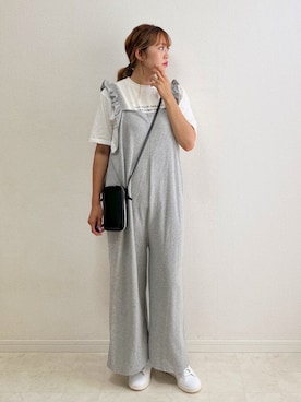 「ISOOK（アイスー）のアイテム（オールインワン・サロペット）」を使った、anmiさん（レディース・156cm）の夏コーディネート