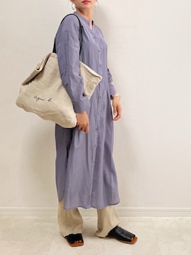 「アイテム（トートバッグ）」を使った、anmiさん（レディース・156cm）の春コーディネート