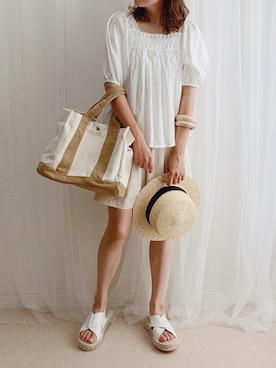 「MERLOT（メルロー）のアイテム（帽子）」を使った、anmiさん（レディース・156cm）の夏コーディネート