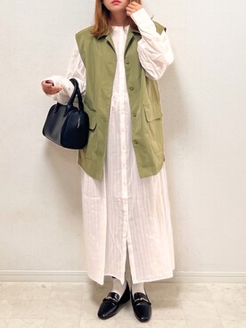 「Crisp（クリスプ）のアイテム（シャツワンピース）」を使った、anmiさん（レディース・156cm）の秋コーディネート