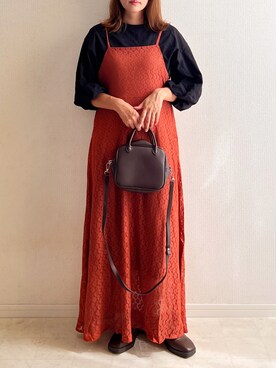 「ドレスシューズ」｜「アイテム（ワンピース）」を使った、anmiさん（レディース・156cm）の秋コーディネート