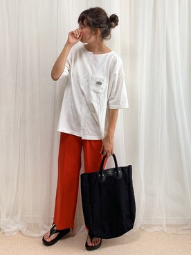 「rectangle（レクタングル）のアイテム（パンツ）」を使った、anmiさん（レディース・156cm）の夏コーディネート