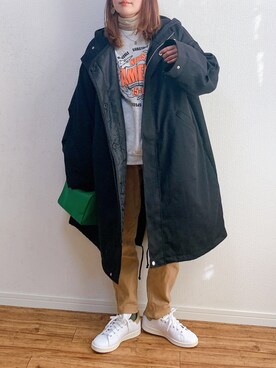 「スタンスミス」｜「アイテム（モッズコート）」を使った、anmiさん（レディース・156cm）の冬コーディネート