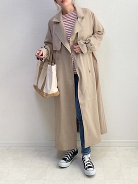 「Crisp（クリスプ）のアイテム（トレンチコート）」を使った、anmiさん（レディース・156cm）の冬コーディネート