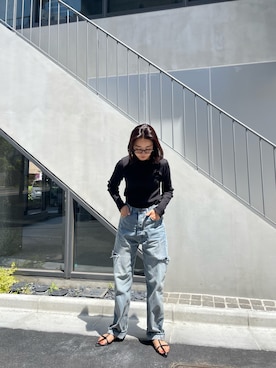 「Ungrid（アングリッド）のバックオープンフィットロングスリーブTee（Tシャツ/カットソー）」を使った、yuuuukaさん（レディース・158cm）の春コーディネート