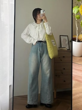 「KOBE LETTUCE（コウベレタス）のアイテム（パンツ）」を使った、神戸レタスさん（レディース・153cm）の春コーディネート