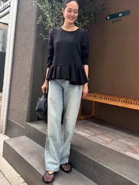 「ハイウエストデニム」｜神戸レタスさん（レディース・162cm）の秋コーディネート