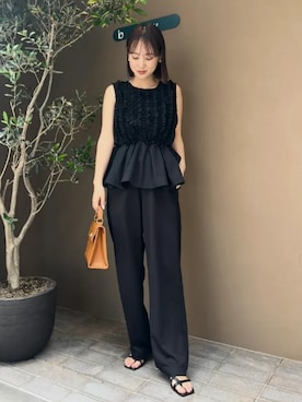「ぺプラムトップス」｜神戸レタスさん（レディース・156cm）の夏コーディネート