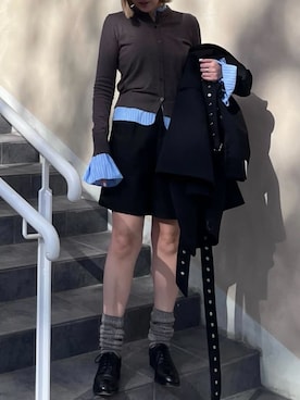 「KOBE LETTUCE」｜「アイテム（カーディガン/ボレロ）」を使った、神戸レタスさん（レディース・153cm）の冬コーディネート