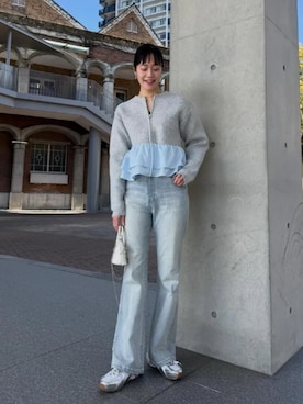 「KOBE LETTUCE（コウベレタス）のアイテム（パンツ）」を使った、神戸レタスさん（レディース・162cm）の春コーディネート