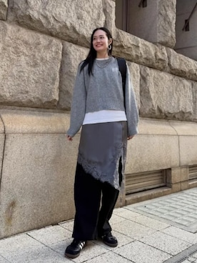 「ロゴニット」｜神戸レタスさん（レディース・162cm）の春コーディネート