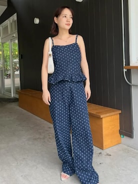 「デニムワイドパンツ」｜神戸レタスさん（レディース・156cm）の夏コーディネート
