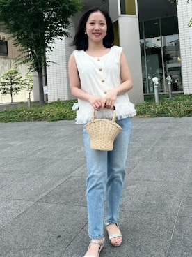 「テーパードデニム」｜神戸レタスさん（レディース・148cm）の夏コーディネート