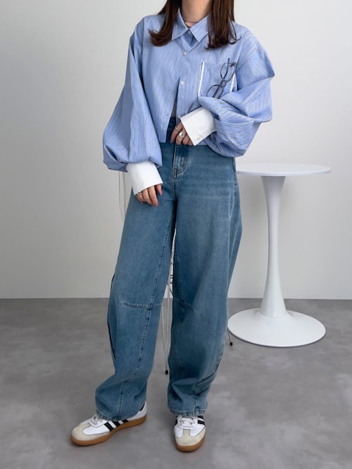 ■美品近年ReNAVE 【定価22900】バレルストレッチデニム ブルーサイズ0 KOBE LETTUCE デニムパンツ レディース カーブパンツ カーブ