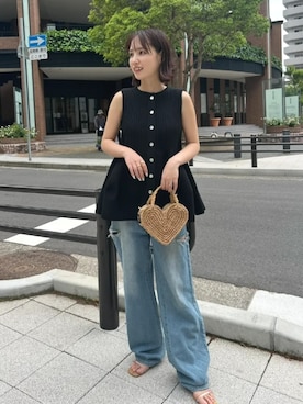 「ぺプラムトップス」｜神戸レタスさん（レディース・156cm）の夏コーディネート