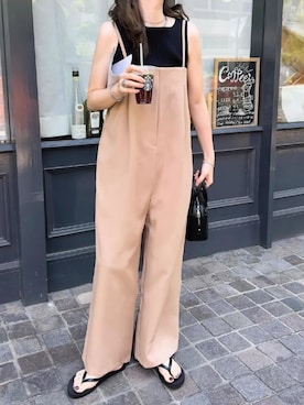 「アイテム（オールインワン・サロペット、ベージュ系）」を使った、神戸レタスさん（レディース・152cm）の秋コーディネート