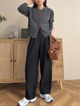 「KOBE LETTUCE」｜「アイテム（カーディガン/ボレロ）」を使った、神戸レタスさん（レディース・157cm）の冬コーディネート