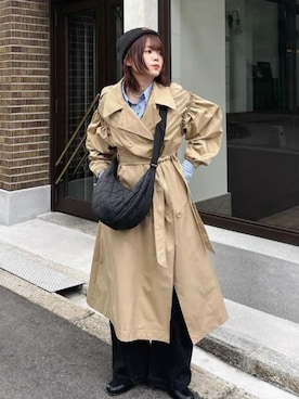 「アイテム（トレンチコート）」を使った、神戸レタスさん（レディース・153cm）の冬コーディネート