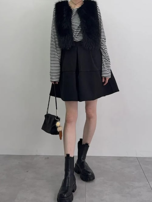 セール】[ 低身長向けサイズ ] フェイクウールキュロット（スカート