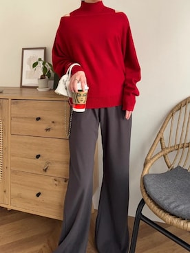 「KOBE LETTUCE（コウベレタス）のアイテム（パンツ）」を使った、神戸レタスさん（レディース・162cm）の春コーディネート