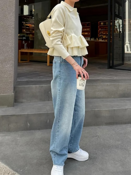 kotohayokozawa リブ編みフリル長袖ニット kotohayokozawa リブ編みフリル長袖ニット