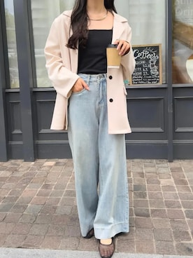 「アイテム（テーラードジャケット、ホワイト系）」を使った、神戸レタスさん（レディース・158cm）の秋コーディネート