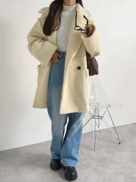 「KOBE LETTUCE」｜「アイテム（チェスターコート）」を使った、神戸レタスさん（レディース・158cm）の秋コーディネート