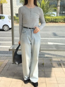 「KOBE LETTUCE（コウベレタス）のアイテム（パンツ）」を使った、神戸レタスさん（レディース・158cm）の春コーディネート