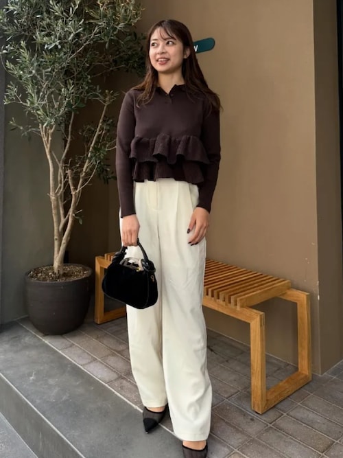 kotohayokozawa リブ編みフリル長袖ニット kotohayokozawa リブ編みフリル長袖ニット