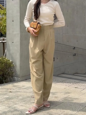 「ベージュパンツ」｜神戸レタスさん（レディース・158cm）の夏コーディネート