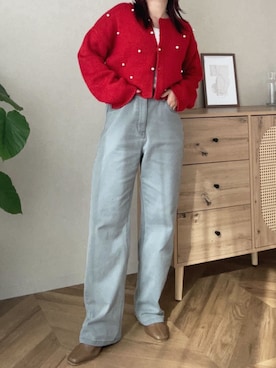 「KOBE LETTUCE」｜「アイテム（カーディガン/ボレロ）」を使った、神戸レタスさん（レディース・153cm）の冬コーディネート