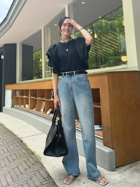 「アイテム（ボストンバッグ）」を使った、神戸レタスさん（レディース・162cm）の夏コーディネート