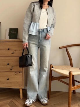 「KOBE LETTUCE（コウベレタス）のアイテム（パンツ）」を使った、神戸レタスさん（レディース・162cm）の春コーディネート