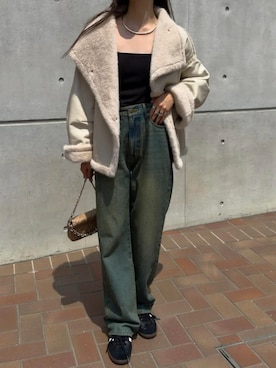 「アイテム（ダウンジャケット/コート、ベージュ系）」を使った、神戸レタスさん（レディース・158cm）の秋コーディネート