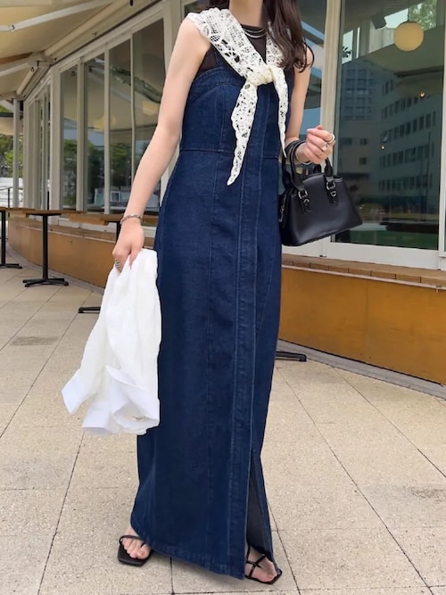 キャミストラップビスチェ風デニムジャンスカ（ジャンパースカート