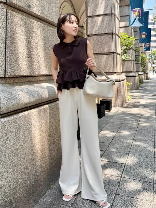 セール】[ 選べる4サイズ ] 錯覚美脚ストレッチワイドパンツ