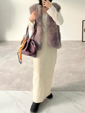 「アイテム（バンダナ/スカーフ）」を使った、神戸レタスさん（レディース・156cm）の冬コーディネート